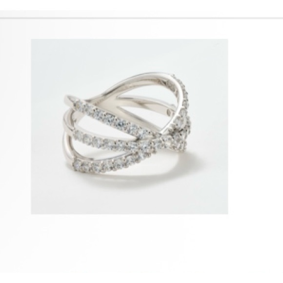 Diamonique Jewelry - Diamonique Sterling Silver Pave Rolling Ring SZ 5 . New in box .